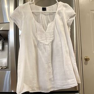 Sheer white top with bead work and pin tuck detail